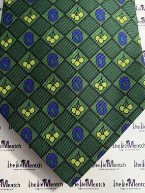 KRIZIA UOMO Green Checkered Paisley & Cherry Tie 3.75"